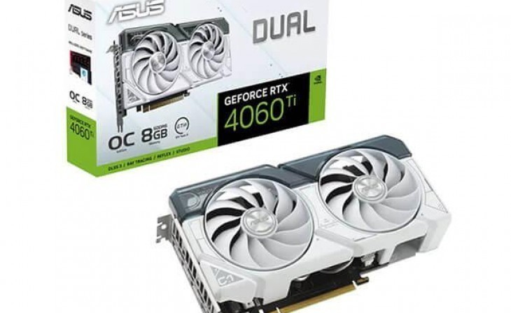 Asus Dual GeForce RTX 4060 Ti White OC Edition 8GB GDDR6 128-Bit Graphics Card